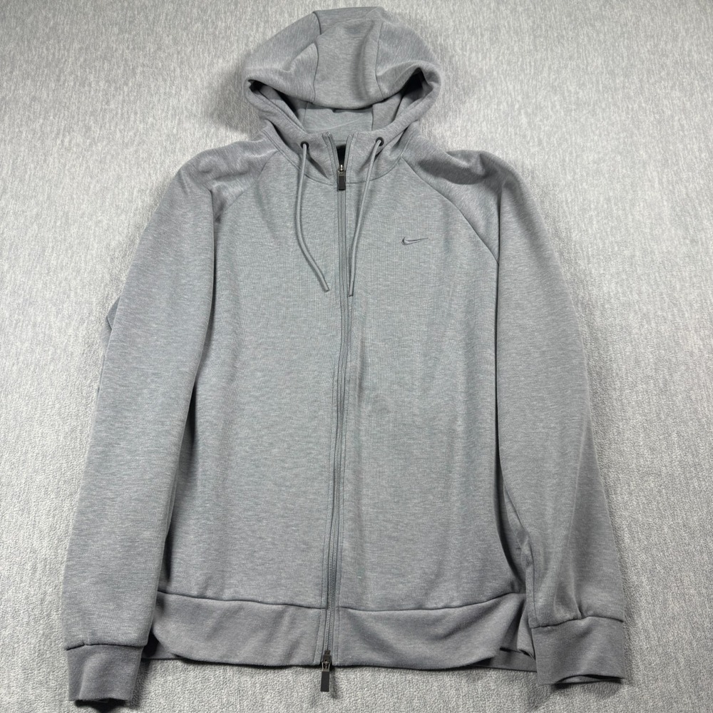 Nike Hoodie Mens XL Gray Dri-Fit Full Zip Athletic Training Jacket Sweatshirt